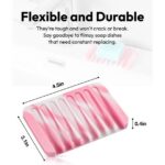 Bathroom Self Draining Soap Dish, Silicone Soap Holder for Bar Soap, Pack of 2