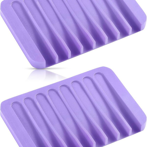 Bathroom Self Draining Soap Dish, Silicone Soap Holder for Bar Soap, Pack of 2