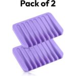Bathroom Self Draining Soap Dish, Silicone Soap Holder for Bar Soap, Pack of 2