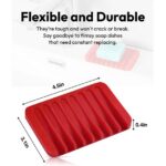 Bathroom Self Draining Soap Dish, Silicone Soap Holder for Bar Soap, Pack of 2