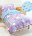 Beavtaens 4 Piece Toddler Bedding Set, Breathable and Soft Baby Sheet Set, Includes Quilted Comforter, Flat Sheet, Fitted Sheet and Pillowcase for Girls (Purple Unicorn)