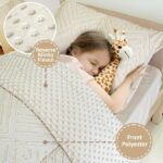 Beavtaens 4 Piece Toddler Bedding Set, Breathable and Soft Baby Sheet Set, Includes Quilted Comforter, Flat Sheet, Fitted Sheet and Pillowcase for Boys and Girls (White)