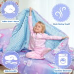 Beavtaens 4 Piece Toddler Bedding Set, Breathable and Soft Baby Sheet Set, Includes Quilted Comforter, Flat Sheet, Fitted Sheet and Pillowcase for Girls (Purple Unicorn)