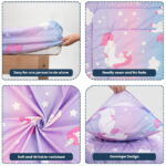Beavtaens 4 Piece Toddler Bedding Set, Breathable and Soft Baby Sheet Set, Includes Quilted Comforter, Flat Sheet, Fitted Sheet and Pillowcase for Girls (Purple Unicorn)