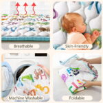 Beavtaens Baby Play Mat for Floor, Fits 43x43 Playpen, Non-Slip, Soft for Infants, 0-4 Years (Animal)