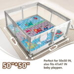 Beavtaens Baby Play Mat for Floor, Fits 43x43 Playpen, Non-Slip, Soft for Infants, 0-4 Years (Animal)