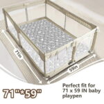 Beavtaens Baby Play Mat for Floor, Fits 71x59 Playpen, Non-Slip, Soft for Infants, 0-4 Years (Gray)