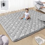 Beavtaens Baby Play Mat for Floor, Fits 71x59 Playpen, Non-Slip, Soft for Infants, 0-4 Years (Gray)