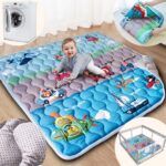 Beavtaens Baby Play Mat for Floor, Fits 71x59 Playpen, Non-Slip, Soft for Infants, 0-4 Years (Gray)