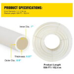 BENTISM PEX Tubing, 1 inch x 500 ft PEX Pipe, Non Oxygen Barrier PEX-B Pipe White, Flexible PEX Water Line for Plumbing, RV Sewer Hose, Radiant Cooling