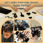 Black Pipe Cleaners for Hair, Pipe Cleaners, 100 PCS Black Pipe Cleaners for Locs Chenille Stems Pipe Cleaners Craft Supplies for Wig Weaving DIY Halloween Decorations