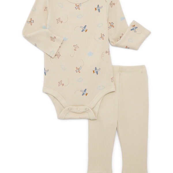 Bliss by Garanimals Baby Boys or Girls Ribbed Cotton Bodysuit and Leggings Set, 2-Piece, Sizes 0-12 Months