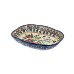Blue Rose Polish Pottery Red Daisy Soap Dish