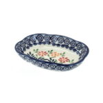 Blue Rose Polish Pottery Red Daisy Soap Dish