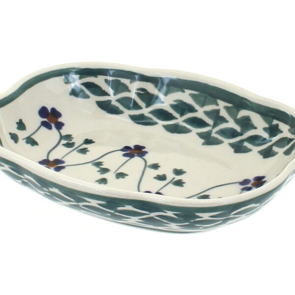 Blue Rose Polish Pottery Sage Floral Soap Dish