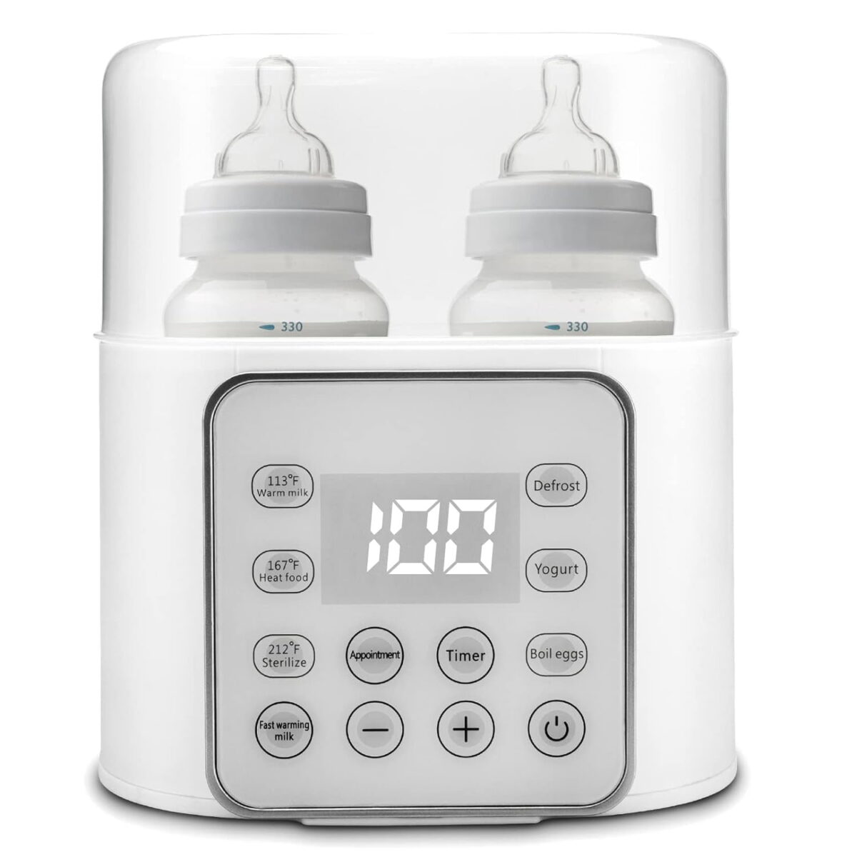 Bottle Warmer,Double Bottle Warmer with Appointment &Timer,6-in-1 Fast Baby Food Heater & Defrost