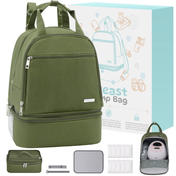Breast Pump Bag, Spectra Pump Backpack with Pockets for Working Mom, Compatible with Spectra S1, S2, Green