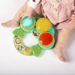 Bright Starts Safari Beats Musical Drum Toy with Lights, Ages 3 Months +, Infant and Toddler, Unisex