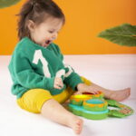 Bright Starts Safari Beats Musical Drum Toy with Lights, Ages 3 Months +, Infant and Toddler, Unisex