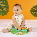 Bright Starts Safari Beats Musical Drum Toy with Lights, Ages 3 Months +, Infant and Toddler, Unisex