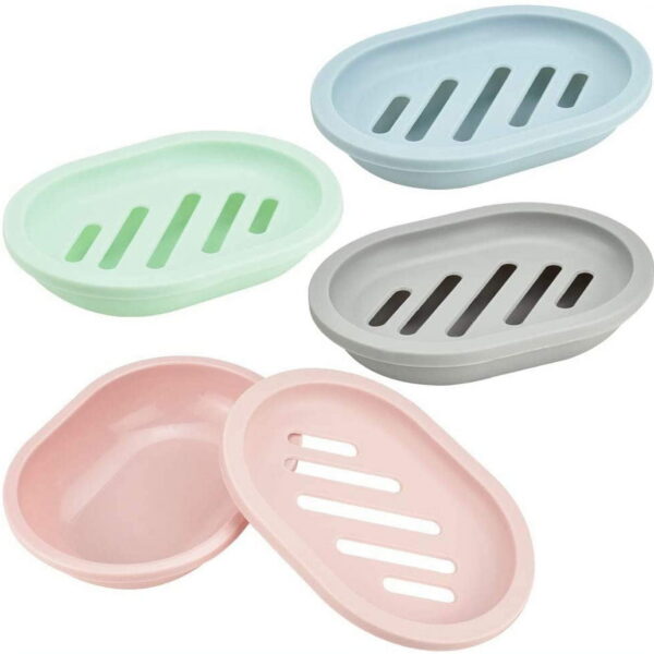 BUZIFU Soap Dish Case Holder Saver 4 Pack Bathroom Soap Dishes Box with 4 Colors Plastic Shower Soap Holder for Bathroom,Kitchen,Shower Room to Keep the Soap...