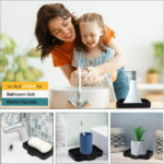 Bxaolu Silicone Soap Holder- Soap Dish with Drainage Perfect for Kitchen Counter, Scrub Holder, Sink Organizer,Soap Dishes,Sponge,Dispenser,bar Shower soap,Sink Tray(Black-L,2PCS)