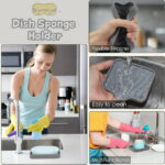 Bxaolu Silicone Soap Holder- Soap Dish with Drainage Perfect for Kitchen Counter, Scrub Holder, Sink Organizer,Soap Dishes,Sponge,Dispenser,bar Shower soap,Sink Tray(Black-L,2PCS)