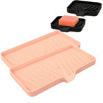 Bxaolu Silicone Soap Holder- Soap Dish with Drainage Perfect for Kitchen Counter, Scrub Holder, Sink Organizer,Soap Dishes,Sponge,Dispenser,bar Shower soap,Sink Tray(Pink-L,2PCS)