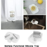 Bxaolu Silicone Soap Holder- Soap Dish with Drainage Perfect for Kitchen Counter, Scrub Holder, Sink Organizer,Soap Dishes,Sponge,Dispenser,bar Shower soap,Sink Tray(White-S,2PCS)