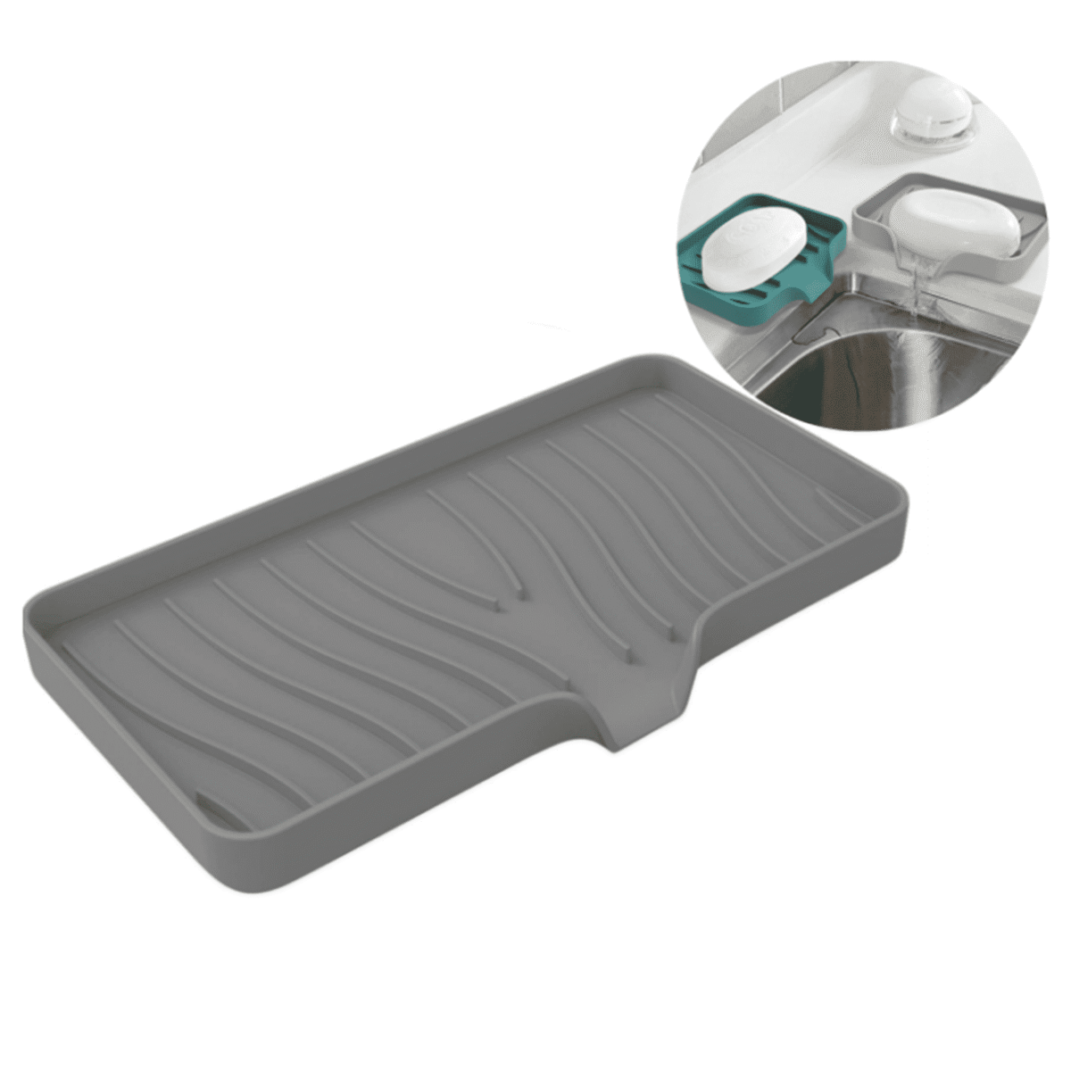 Bxaolu Silicone Soap Holder- Soap Dish with Drainage Perfect for Kitchen Counter, Scrub Holder, Sink Organizer,Soap Dishes,Sponge,Dispenser,bar Shower soap,Sink Tray(White-S,2PCS)