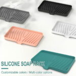 Bxaolu Silicone Soap Holder- Soap Dish with Drainage Perfect for Kitchen Counter, Scrub Holder, Sink Organizer,Soap Dishes,Sponge,Dispenser,bar Shower soap,Sink Tray(Pink-L,2PCS)
