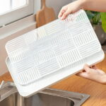 CASAFUN Large Rectangular Self Draining Soap Dishes, Bar Soap Holder, Soap Tray Soap Saver Bar Dish for Soap Sponge Dryer Bathroom Toilet Shower Kitchen Restaurant Counter