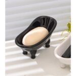 Ceramic Black Clawfoot Bathtub Bar Soap Dish for Bathroom Shower Decorative Soap Dish Sponge Holder Shower Bar Soap Tray Container for Bathroom, Kitchen Sink