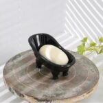 Ceramic Black Clawfoot Bathtub Bar Soap Dish for Bathroom Shower Decorative Soap Dish Sponge Holder Shower Bar Soap Tray Container for Bathroom, Kitchen Sink