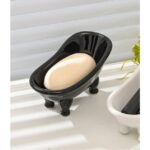 Ceramic Black Clawfoot Bathtub Bar Soap Dish for Bathroom Shower Decorative Soap Dish Sponge Holder Shower Bar Soap Tray Container for Bathroom, Kitchen Sink