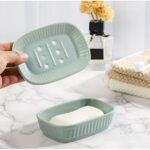 Ceramic Soap Dish, Kvago Self-draining Soap Holder, Double Layer Bar Soap Holder, Detachable Soap Dish Tray Draining Soap Dishes for Bathroom Shower Kitchen (5.31 x 3.66 x 1.49...