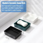 Ceramic Soap Dish, Minimalist Soap Holder with Higher Draining Ridges (Black)