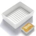 Ceramic Soap Dish, Minimalist Soap Holder with Higher Draining Ridges (Black)