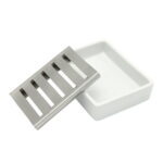 Ceramic Soap Dish Stainless Steel Soap Holder for Bathroom and Shower Double Layer Draining Soap Box by Lofekea