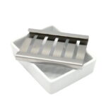 Ceramic Soap Dish Stainless Steel Soap Holder for Bathroom and Shower Double Layer Draining Soap Box by Lofekea