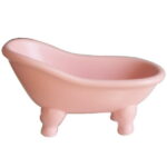 Ceramic White Clawfoot Bathtub Bar Soap Dish for Bathroom Shower Decorative Soap Dish Sponge Holder Shower Bar Soap Tray Container for Bathroom, Kitchen Sink