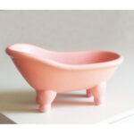 Ceramic White Clawfoot Bathtub Bar Soap Dish for Bathroom Shower Decorative Soap Dish Sponge Holder Shower Bar Soap Tray Container for Bathroom, Kitchen Sink