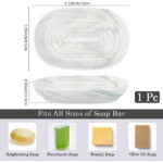 Ceramics Soap Dish for Shower Soap Holder Non-Slip Soap Saver Case Box Container Soap Bar Saver Tray Sea Green Marble Textures Oval Soap Tray for Sponge Bathroom Kitchen Sink...