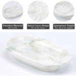 Ceramics Soap Dish for Shower Soap Holder Non-Slip Soap Saver Case Box Container Soap Bar Saver Tray Sea Green Marble Textures Oval Soap Tray for Sponge Bathroom Kitchen Sink...