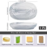 Ceramics Soap Dish for Shower Soap Holder Non-Slip Soap Saver Case Box Container Soap Bar Saver Tray Sea Green Marble Textures Oval Soap Tray for Sponge Bathroom Kitchen Sink...
