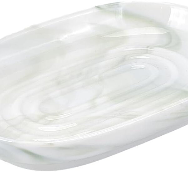 Ceramics Soap Dish for Shower Soap Holder Non-Slip Soap Saver Case Box Container Soap Bar Saver Tray Sea Green Marble Textures Oval Soap Tray for Sponge Bathroom Kitchen Sink...