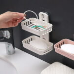 Cheers US Shower Soap Holder, Soap Dish with Draining Wall Mounted Bar Soap Holder, Adhesive Soap Saver Box Case for Shower Wall,Bathroom,Sink,Tub,Waterfall, Drill-Free