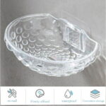 Clear Wall Mounted Soap Dish, Sturdy Plastic, No Drilling, Bathroom Organization
