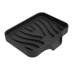 COFEST Home Decoration,Silicone Bathroom Soap Dishes with Drain Spout-Bathroom and Kitchen Sink Organizer,Sponge Holder,Dish Soap Tray,Perfect for Dispenser,Black,