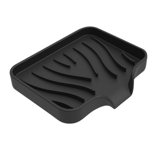 COFEST Home Decoration,Silicone Bathroom Soap Dishes with Drain Spout-Bathroom and Kitchen Sink Organizer,Sponge Holder,Dish Soap Tray,Perfect for Dispenser,Black,